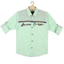 CAVIO Boys Sea Green Horizontal Stripes Striped Casual Shirt-image-8