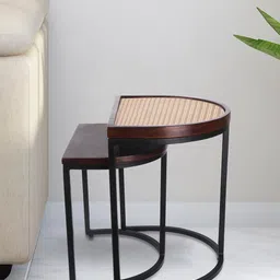 THE HOME CO. Brown 2 Pieces Wooden Nesting Table-34