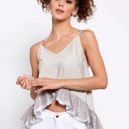 LELA Beige Linen High Low Top-image-21