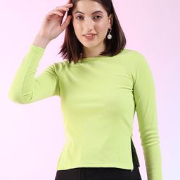 Freehand by The Indian Garage Co Green Round Neck Long Sleeves Top-image-23