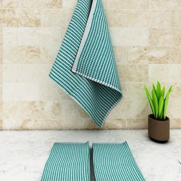 Athom Living Green & White 6 Pieces 325 GSM Cotton Kitchen Towel Set-47