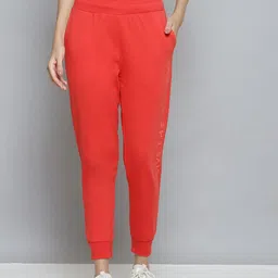 Alcis Women Coral Red Slim Fit Solid Cropped Running Joggers-image-43