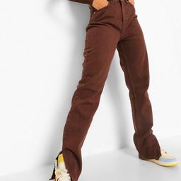 Boohoo Women Pure Cotton Side Split Straight Jeans-image-75