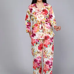 Jevi Prints Floral Printed Lapel Collar Shirt With Trousers-image-61