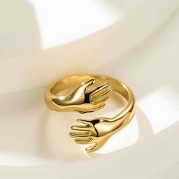 UNIVERSITY TRENDZ Gold-Plated Adjustable Hug Hand Finger Ring-14