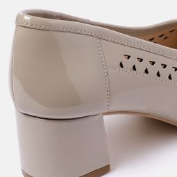 Van Heusen Solid Block Heeled Pumps with Laser Cuts image 4