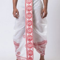 Nakshi Hand Block Print Dhoti For Men / Weadding Dhoti / Redy to wear Floral Print Men Dhoti-image-28