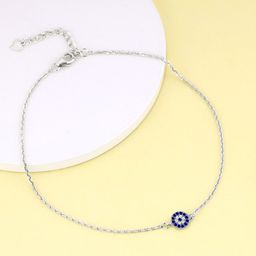 GIVA Rhodium-Plated 925 Sterling Silver Evil Eye Anklets-image-33