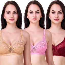 Pack of 3 Women Bralette Non Padded Bra-image-29
