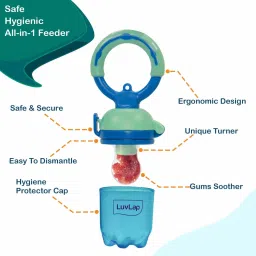 luvlap Baby Food and Fruit Feeder Twin Pack with four Feeder Sack Sizes, BPA Free Teether and Feeder image 3