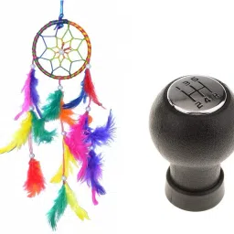 Combo Ring Handmade Beaded Down & Feather-Fill Dream Catcher For Car, Room Wall Hanging, Balcony Wool Wind-Chime Decorative Showpiece Ornament And Rubber 5 Speed Manual Gear Knob Shifter Handball Head For Maruti Suzuki Swift And Swift Dzire Combo-image-79