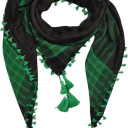 Checkered Cotton Blend Men Black, Green Scarf-37