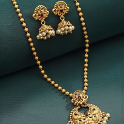 PANASH Gold-Plated CZ-Studded Pendant With Chain image 2