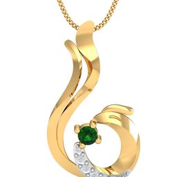 KUBERBOX Feminine Emerald 18KT Feminine Emerald Gold Pendant Diamond-2.48 gm-image-59