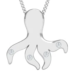 KUBERBOX Octopus 18KT White Gold Diamond Studded Pendant-1.28gm-image-48
