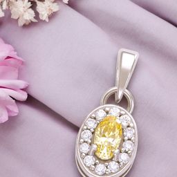 Taraash 925 Sterling Silver CZ-Studded Oval Shape Pendant-image-1