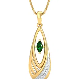 KUBERBOX 18KT Gold Emerald Diamond Pendant - 1.97 gm-image-39