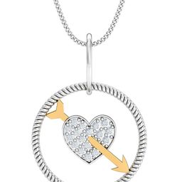 KUBERBOX Shimmery Heart & Bow 18KT White Gold Diamond Studded Pendant-1.71gm-5
