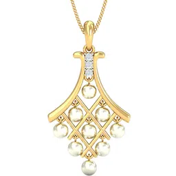 KUBERBOX 18KT Gold Diamond-Studded Pearl Chandelier Pendant 1.96 gm-image-29