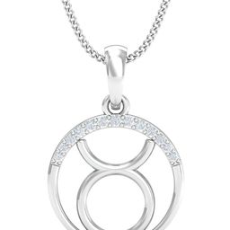KUBERBOX 18KT White Gold Diamond Studded Taurus Zodiac Pendant- 0.9 gm-image-39