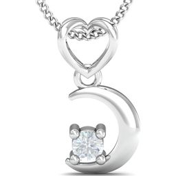 KUBERBOX Alma Moon 18KT White Gold Diamond Studded Pendant-0.76gm-image-28