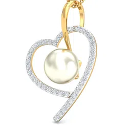 KUBERBOX Onie Pearly Heart 18KT Gold Diamond Studded Pearl Pendant-0.99gm-image-38