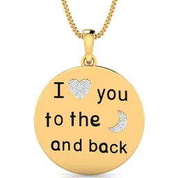 KUBERBOX Love-U-2-The-Moon-&-Back 18KT Gold Diamond Studded Pendant-2.47gm-image-28