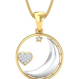 KUBERBOX Sun&Moon Proposal 18KT Gold Diamond-Studded Pendant -1.4 gm-image-11