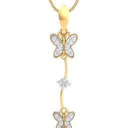 KUBERBOX 18KT Gold Diamond-Studded Double Butterfly Pendant- 1.08 gm-image-85