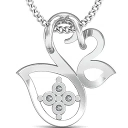 KUBERBOX Swan Pair 18KT White Gold Diamond-Studded Pendant - 0.9 gm-image-55
