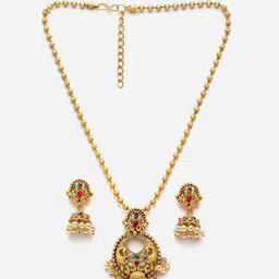 PANASH Gold-Plated CZ-Studded Pendant With Chain image 3