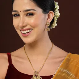 PANASH Gold-Plated CZ-Studded Pendant With Chain image 1