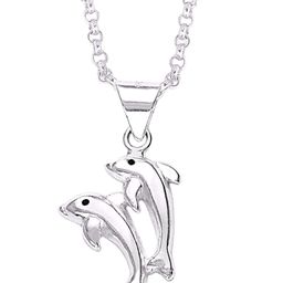 Taraash Girls 925 Sterling Silver Animal Shaped Dolphin Pendant-image-43