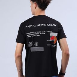 v-mart Men Typography Round Neck Cotton Blend Black T-Shirt-picture-0