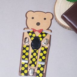 Golden Peacock Boys Yellow & Black Smiley Printed Adjustable Y-Back Elastic Suspenders-34
