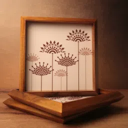 bambaise Square Tray Teak Flower Tray Serving Set image 2