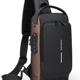 Gold Men & Women Messenger Bag Black Sling Bag for Men Anti-theft USB Crossbody Shoulder Backpackh Waterproof-image-4