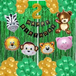 Solid green jungle 2 year second burthday theme Happy Birthday Decoration Balloon-image-17