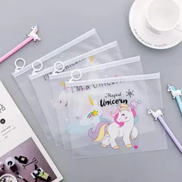 Animal Pouches school stationary item birthday return gits for kids Pack of 6 Unicorn Art Plastic Pencil Boxes-1
