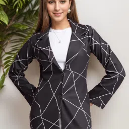 Women Printed Tuxedo Style Casual Blazer-image-99
