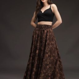 Women Flared Brown, Black Viscose Rayon Trousers-picture-30