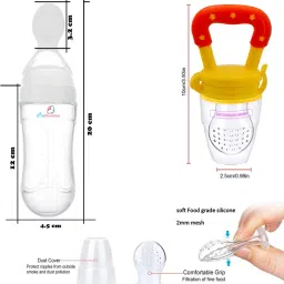goodmunchkins Silicon Food Feeder - Silicon Fruit Feeding Nipple for Baby Food Grade Silicon Container and Nipple BPA Free Combo Pack of 2- Silicon Food Container & Nipple, Food Grade Plastic Caps image 5