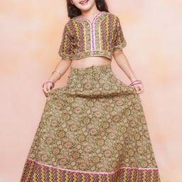 Aj DEZInES Girls Ethnic Motifs Printed Gotta Patti Ready To Wear Lehenga Choli-picture-23