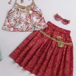 MANY FROCKS & Girls Printed Pure Cotton Ready to Wear Lehenga-image-91