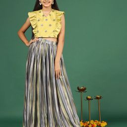 FASHION DREAM Girls Embroidered Sequinned Ready To Wear Lehenga & Blouse-picture-11