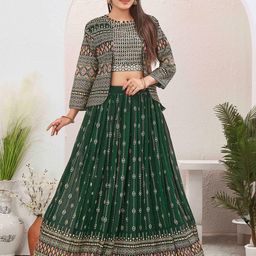 Chandbaali Embroidered Sequinned Ready To Wear Lehenga & Choli With Jacket-picture-3