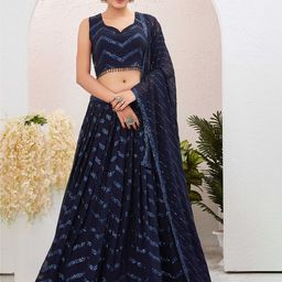 Chandbaali Embroidered Sequinned Foil Print Ready to Wear Lehenga & Blouse With Dupatta-image-5