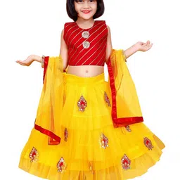 BAESD Girls Embroidered Patchwork Ready to Wear Lehenga & Blouse With Dupatta-picture-13