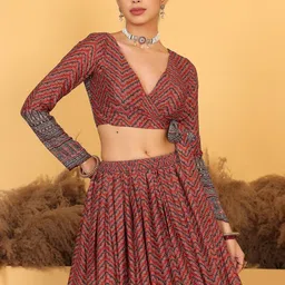 Ethnovog Printed Sequinned Ready To Wear Lehenga & Blouse With Dupatta image 4