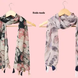 Printed Chiffon Women Multicolor Stole-image-10